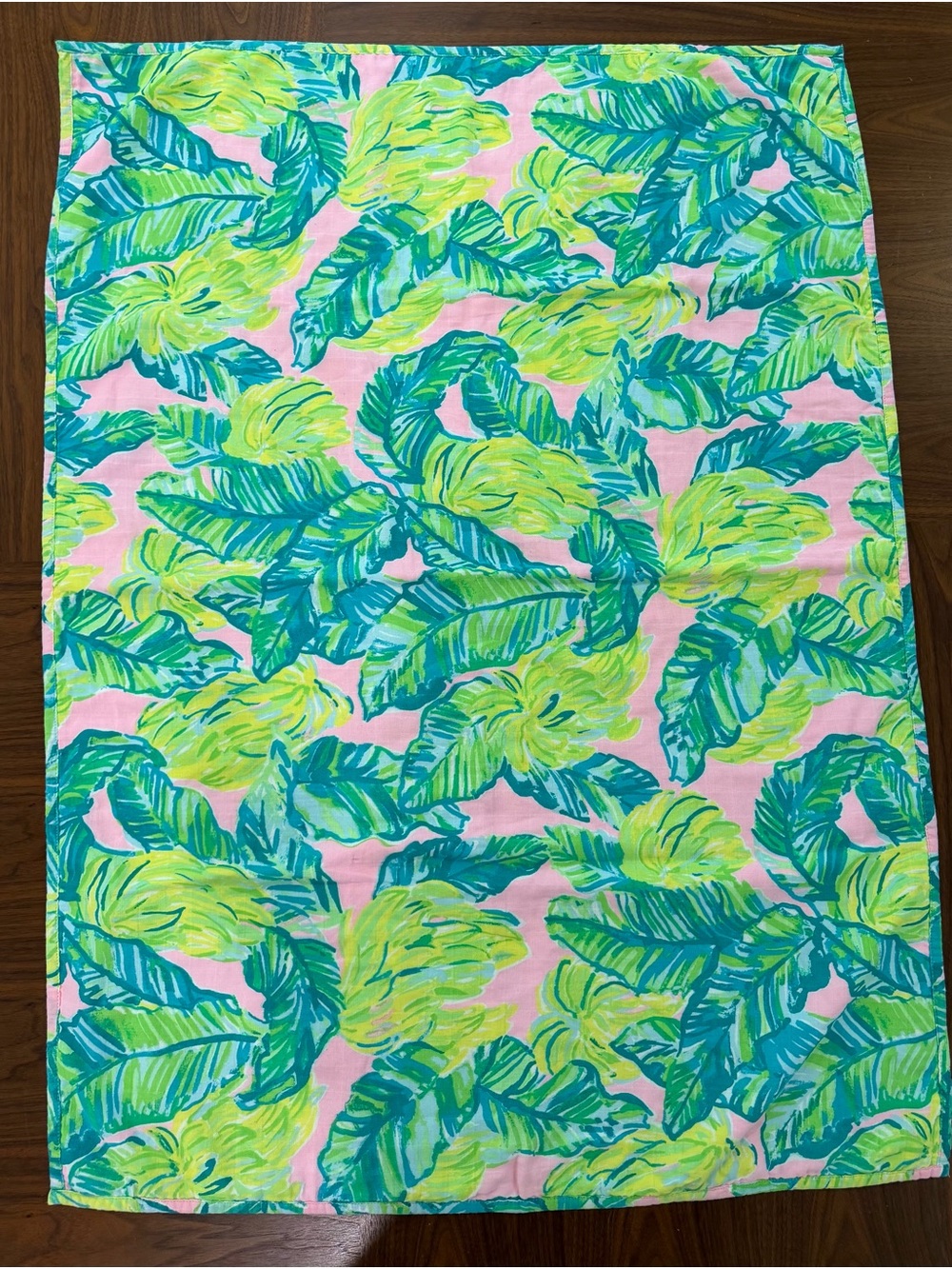 Lilly Pulitzer Pink, Teal and Lime Tropical Leaf Print Blanket